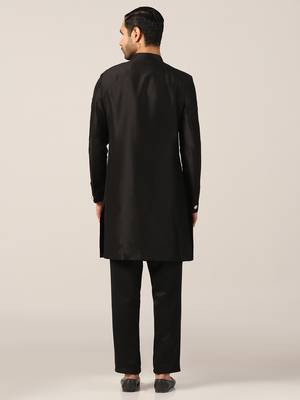 Viscose Black Sherwani Set for Events and Ceremonies 3
