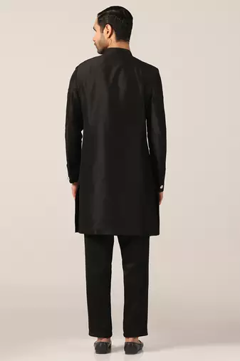 Viscose Black Sherwani Set for Events and Ceremonies