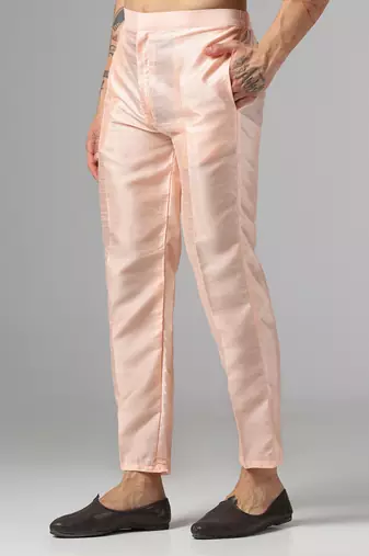 Peach whisper kurta pajama with minimal jacket