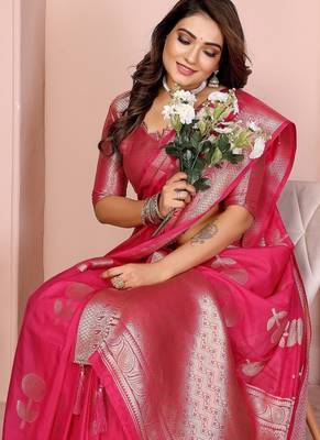 Rani Pink Color Heavy Soft Georgette Lehriya Style Saree 1