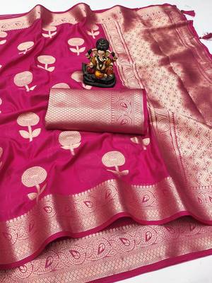 Rani Pink Color Heavy Soft Georgette Lehriya Style Saree 5