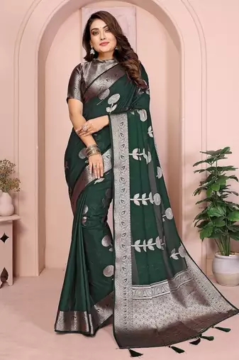 Dark Green Color Heavy Soft Georgette Lehriya Style Saree
