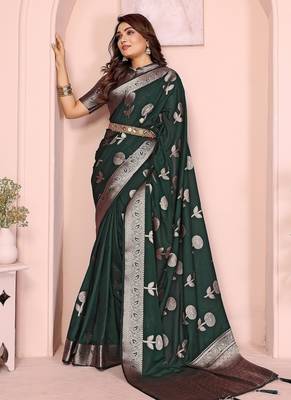 Dark Green Color Heavy Soft Georgette Lehriya Style Saree 3