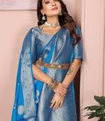 Blue Color Heavy Soft Georgette Lehriya Style Saree