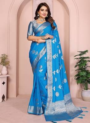 Blue Color Heavy Soft Georgette Lehriya Style Saree 2