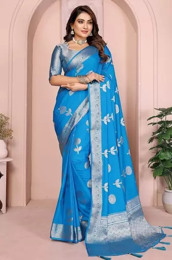 Blue Color Heavy Soft Georgette Lehriya Style Saree