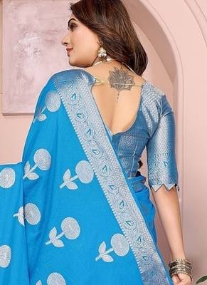 Blue Color Heavy Soft Georgette Lehriya Style Saree 4