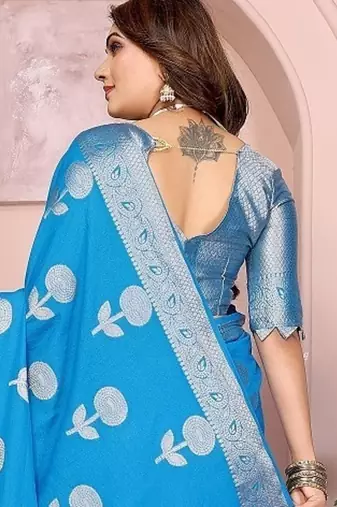Blue Color Heavy Soft Georgette Lehriya Style Saree