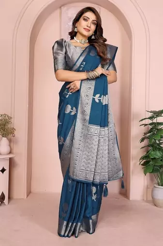 Teal Blue Color Heavy Soft Georgette Lehriya Style Saree