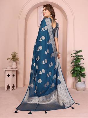 Teal Blue Color Heavy Soft Georgette Lehriya Style Saree 4