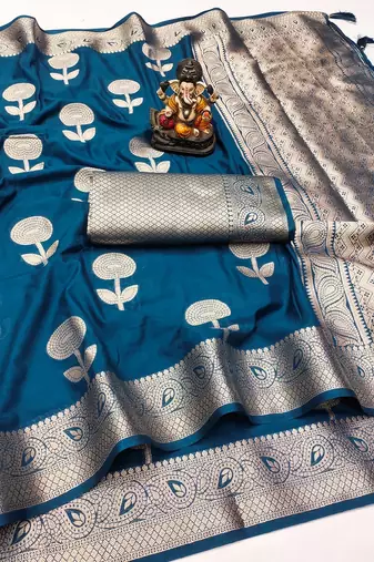 Teal Blue Color Heavy Soft Georgette Lehriya Style Saree