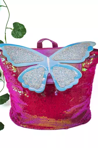 Pink butterfly sequin backpack gift for sister