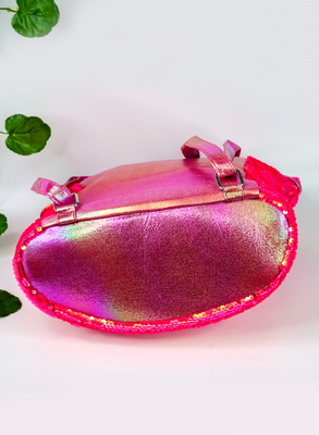 Pink butterfly sequin backpack gift for sister 3