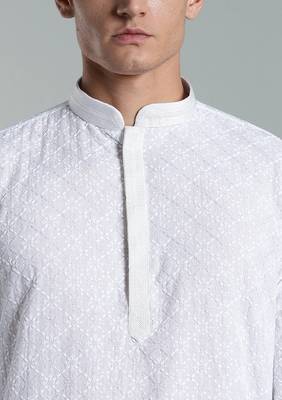Arruga sylish white embroidery kurta pyjama set 2