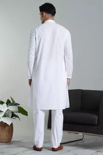 Arruga sylish white embroidery kurta pyjama set