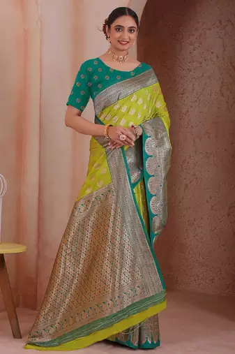  perot floral art silk woven saree comes with matching blouse