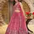 Fantastic Peach zari with sequins embroidery work Dola Silk Jacquard designer wedding indian dress lehenga