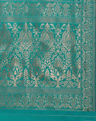 Ocean green jacquard zari woven patola saree with blouse piece 7