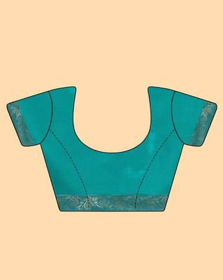 Ocean green jacquard zari woven patola saree with blouse piece 8