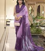Effortless Elegance Weightless Marble-Print Saree with Delicate Lace Border