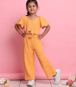 Girls' orange co-ord set     flared sleeve top & wide-leg pants