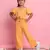 Girls' orange co-ord set     flared sleeve top & wide-leg pants
