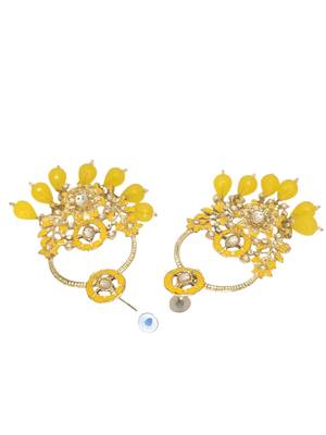 Gold plated yellow chandbali earrings 3