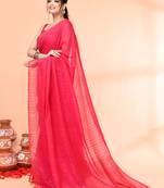 cotton handloom pink sequin saree with blouse piece