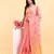 Peach supernet floral thread embroidered saree with blouse piece