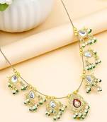 Gold plated kundan beaded string necklace