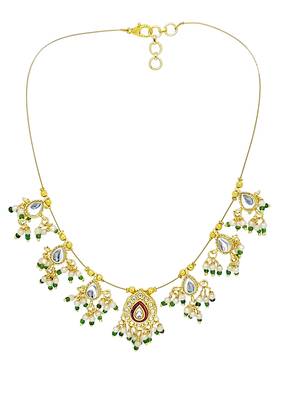 Gold plated kundan beaded string necklace 2