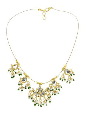 Gold plated chand kundan beaded string necklace 2