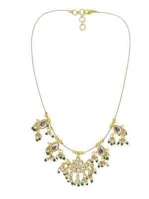 Gold plated chand kundan beaded string necklace 3