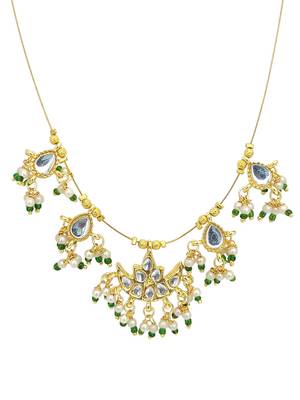 Gold plated chand kundan beaded string necklace 4
