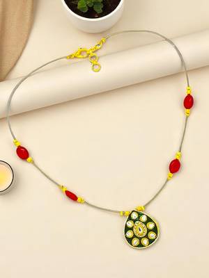 Gold plated kundan meenakari string necklace 1