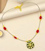 Gold plated kundan meenakari string necklace