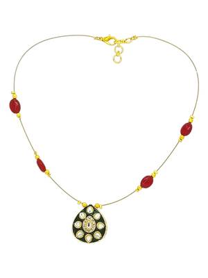 Gold plated kundan meenakari string necklace 2