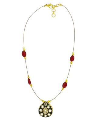 Gold plated kundan meenakari string necklace 3