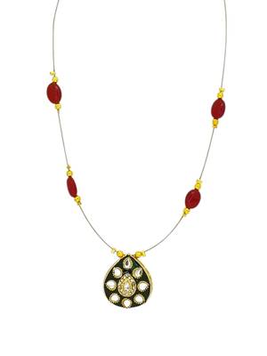 Gold plated kundan meenakari string necklace 4