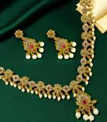 Antique gold plated multicolor stones necklace set