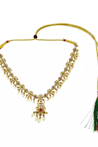 Antique gold plated multicolor stones necklace set