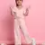 Girls' light peach co-ord set     flared sleeve front-knot top & wide-leg pants