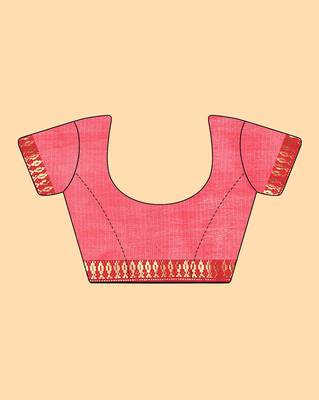 Peach supernet floral thread embroidered saree with blouse piece 8