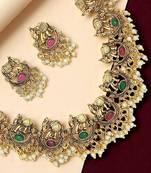 Gold plated elephant motifs necklace set