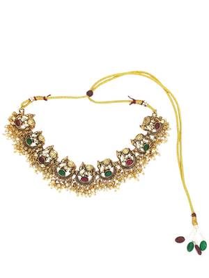 Gold plated elephant motifs necklace set 3