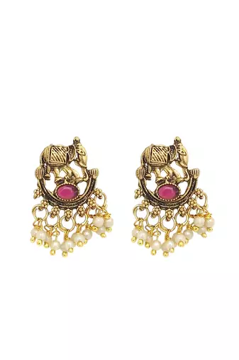 Gold plated elephant motifs necklace set