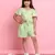 Girls' green co-ord set     front-knot top & high-waisted shorts