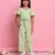 Girls' stylish green co-ord set     flared sleeve top & wide-leg pants