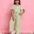 Girls' green co-ord set     front-knot button top with relaxed fit trousers