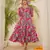 cotton tropical print calf length tiered dress